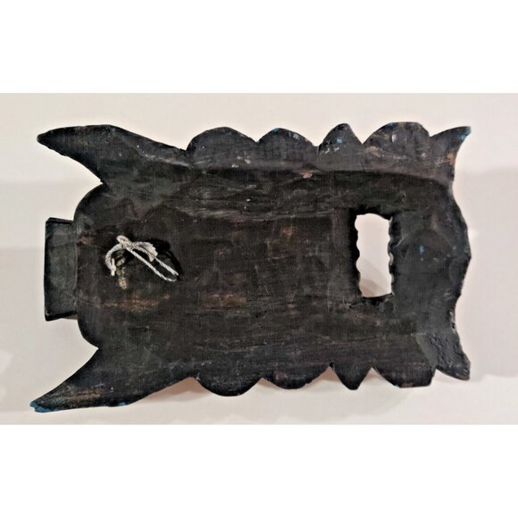 Chinese / Tibetan Vtg Dragon Wizard Hand Carved Wood & Painted Prayer Mask Decor - Picture 6 of 14
